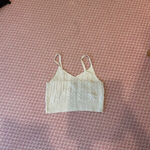 American Eagle Outfitters Cream Ribbed Crop Camisole